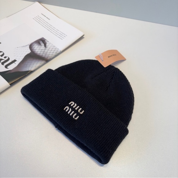Miu Miu Shoes - Miu Miu Dark Blue Knit Beanie